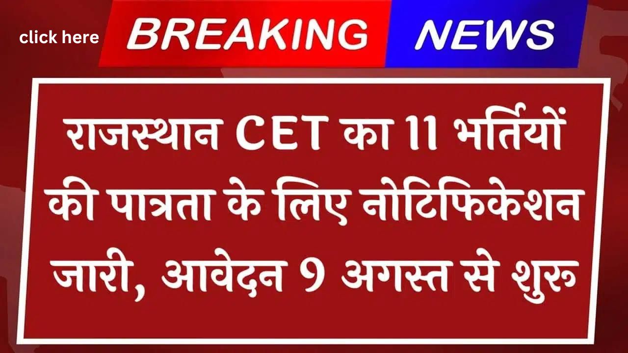 Rajasthan CET Notification 2024 | Rajasthan Common Eligibility Test