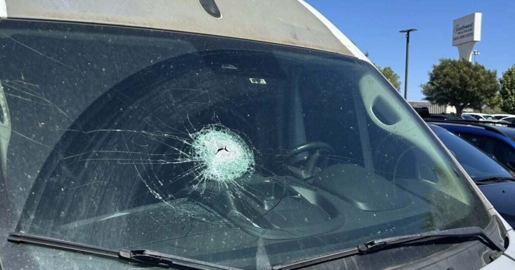 Metal pole pierces windshield, hits pregnant driver on SoCal freeway Metal pole pierces windshield, hits pregnant driver on SoCal freeway