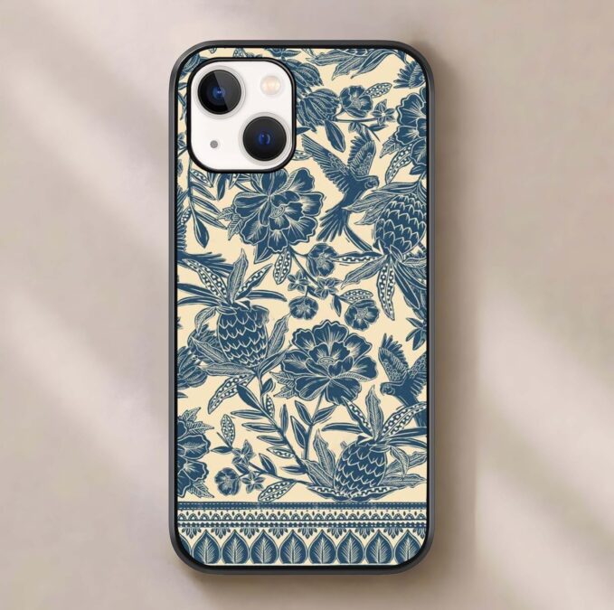 Back Cover for iPhone 14, Designer Tempered Glass Phone Case Indigo Blue Flower Print Shockproof TPU Bumper Glossy Scratch Resistant Protective Cover for Women & Men,On Amazon India Back Cover for iPhone 14, Designer Tempered Glass Phone Case Indigo Blue Flower Print Shockproof TPU Bumper Glossy Scratch Resistant Protective Cover for Women & Men,On Amazon India