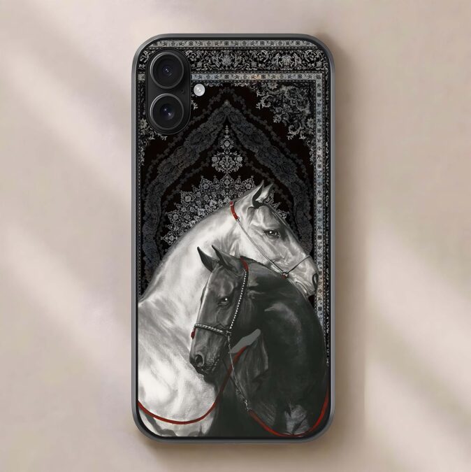 Back Covers for iPhone 16 Plus, Designer Tempered Glass Phone Case Royal Twin Horse Print Shockproof TPU Bumper Glossy Scratch Resistant Protective Cover for Women & Men,On Amazon India Back Covers for iPhone 16 Plus, Designer Tempered Glass Phone Case Royal Twin Horse Print Shockproof TPU Bumper Glossy Scratch Resistant Protective Cover for Women & Men,On Amazon India