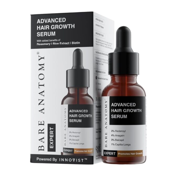 Bare Anatomy Advanced Hair Growth Serum | 3% Redensyl, 4% Anagain, 3% Baicapil, 1% Capilia Longa, Rosemary, Biotin & Rice Extract | Hairfall control & Hair Density | Women & Men | 30ml Bare Anatomy Advanced Hair Growth Serum | 3% Redensyl, 4% Anagain, 3% Baicapil, 1% Capilia Longa, Rosemary, Biotin & Rice Extract | Hairfall control & Hair Density | Women & Men | 30ml