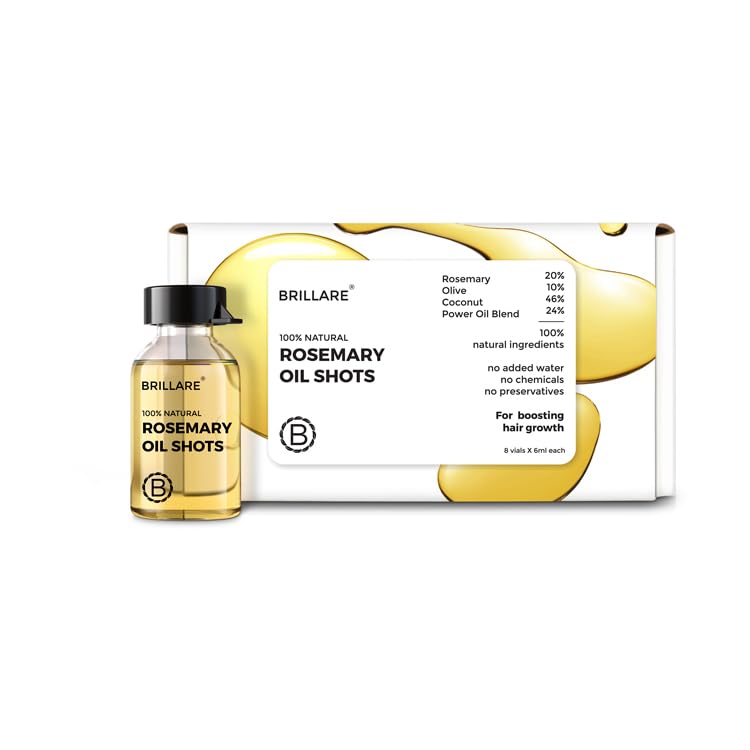 Brillare 20% Rosemary Oil Shots For Rapid Hair Growth | Improves Thickness | Controls Hair Fall & Nourishes Scalp | 100% Natural, Non Greasy Hair Oil Shots For Men & Women Brillare 20% Rosemary Oil Shots For Rapid Hair Growth | Improves Thickness | Controls Hair Fall & Nourishes Scalp | 100% Natural, Non Greasy Hair Oil Shots For Men & Women