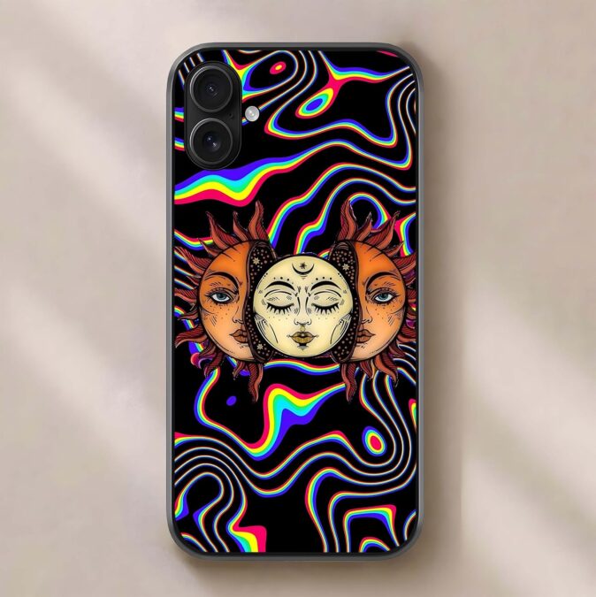 CW Back Covers for iPhone 16 Plus, Designer Tempered Glass Phone Case Trippy Cosmic Faces Print Shockproof TPU Bumper Glossy Scratch Resistant Protective Cover for Women & Men,On Amazon India CW Back Covers for iPhone 16 Plus, Designer Tempered Glass Phone Case Trippy Cosmic Faces Print Shockproof TPU Bumper Glossy Scratch Resistant Protective Cover for Women & Men,On Amazon India