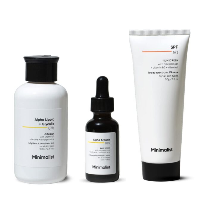 Minimalist Anti-Pigmentation Kit, Skin Care Routine Kit For Unisex, Face Wash, Serum & Sunscreen Combo, 180g Minimalist Anti-Pigmentation Kit, Skin Care Routine Kit For Unisex, Face Wash, Serum & Sunscreen Combo, 180g