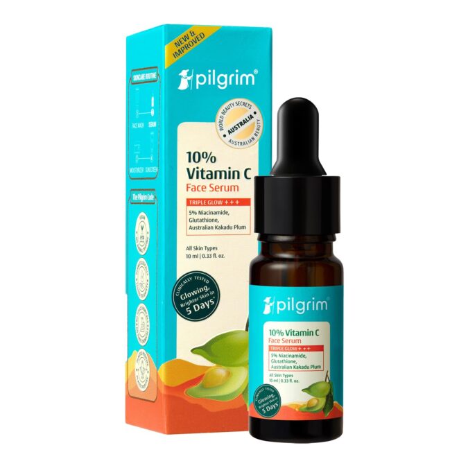 Pilgrim 10% Vitamin C Face Serum 10 ml for Glowing Skin with Niacinamide | Reduces Dark Spots & Evens Skin Tone | For Oily, Combination, Normal Skin Types | Skin Brightening Serum for Men & Women Pilgrim 10% Vitamin C Face Serum 10 ml for Glowing Skin with Niacinamide | Reduces Dark Spots & Evens Skin Tone | For Oily, Combination, Normal Skin Types | Skin Brightening Serum for Men & Women