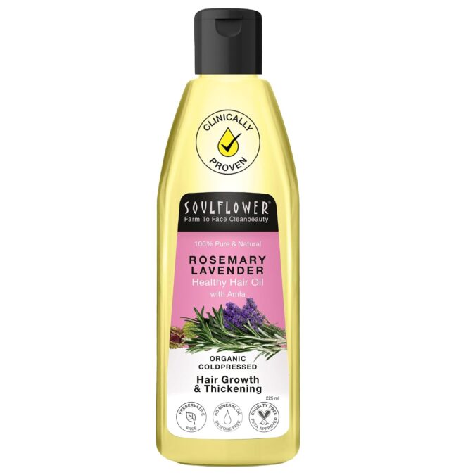 Soulflower Rosemary Hair Growth Oil, Hair Fall Control, Healthy Scalp, Strong Hair, Rosemary, Lavender, Castor|100% Pure, Natural, Organic, Clinically Proven for Hair Growth, 225ml Soulflower Rosemary Hair Growth Oil, Hair Fall Control, Healthy Scalp, Strong Hair, Rosemary, Lavender, Castor|100% Pure, Natural, Organic, Clinically Proven for Hair Growth, 225ml