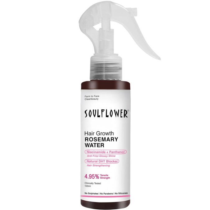 Soulflower Rosemary Water Spray for Hair Growth | Niacinamide & Mint | Hair Regrowth Spray | Instant Shine | Strengthens Hair Roots & Strand | Anti Hair Fall Cooling & Relaxing | All Hair Types 100ml Soulflower Rosemary Water Spray for Hair Growth | Niacinamide & Mint | Hair Regrowth Spray | Instant Shine | Strengthens Hair Roots & Strand | Anti Hair Fall Cooling & Relaxing | All Hair Types 100ml