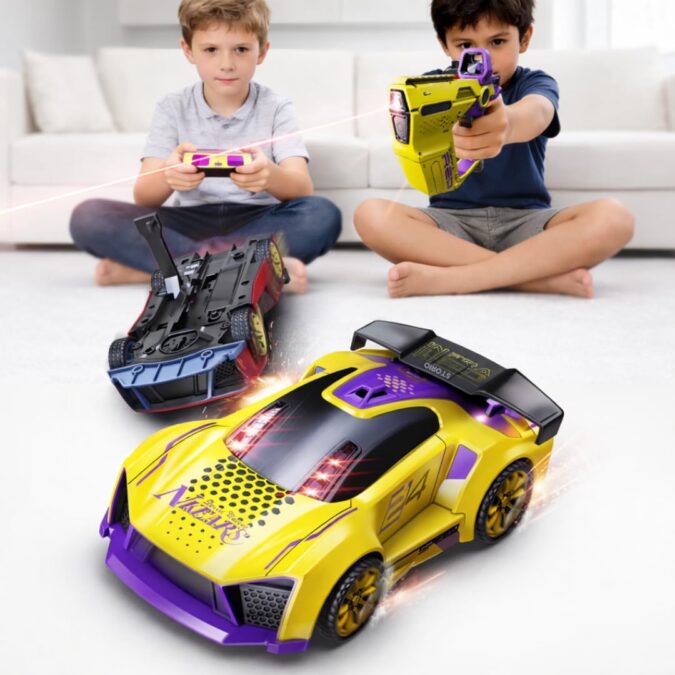 Storio RC Battle Car for Kids 3-12 Years, Remote Control Car with 2 Player Shooting Game, Rechargeable Toy Car with Flip Action, RC Cars for Boys Girls, Birthday Gift Storio RC Battle Car for Kids 3-12 Years, Remote Control Car with 2 Player Shooting Game, Rechargeable Toy Car with Flip Action, RC Cars for Boys Girls, Birthday Gift