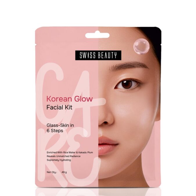 Swiss Beauty Care Korean Glow Facial Kit | 6-Steps For Glass-Skin | Adds Instant Radiance | Fades Dark Spots | Clarifies & Nourishes | With Kakadu Plum & Rice | 49g Swiss Beauty Care Korean Glow Facial Kit | 6-Steps For Glass-Skin | Adds Instant Radiance | Fades Dark Spots | Clarifies & Nourishes | With Kakadu Plum & Rice | 49g